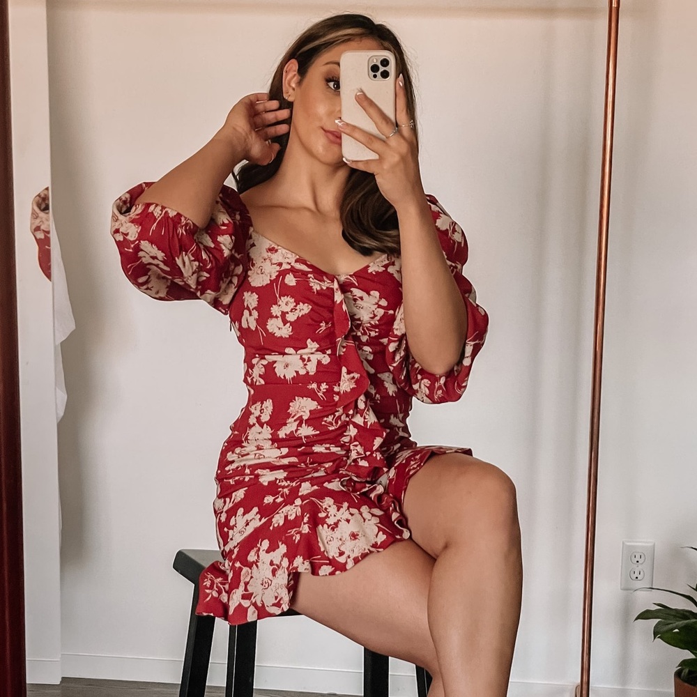 Rust Orange Rouched Body-con Mini Dress
